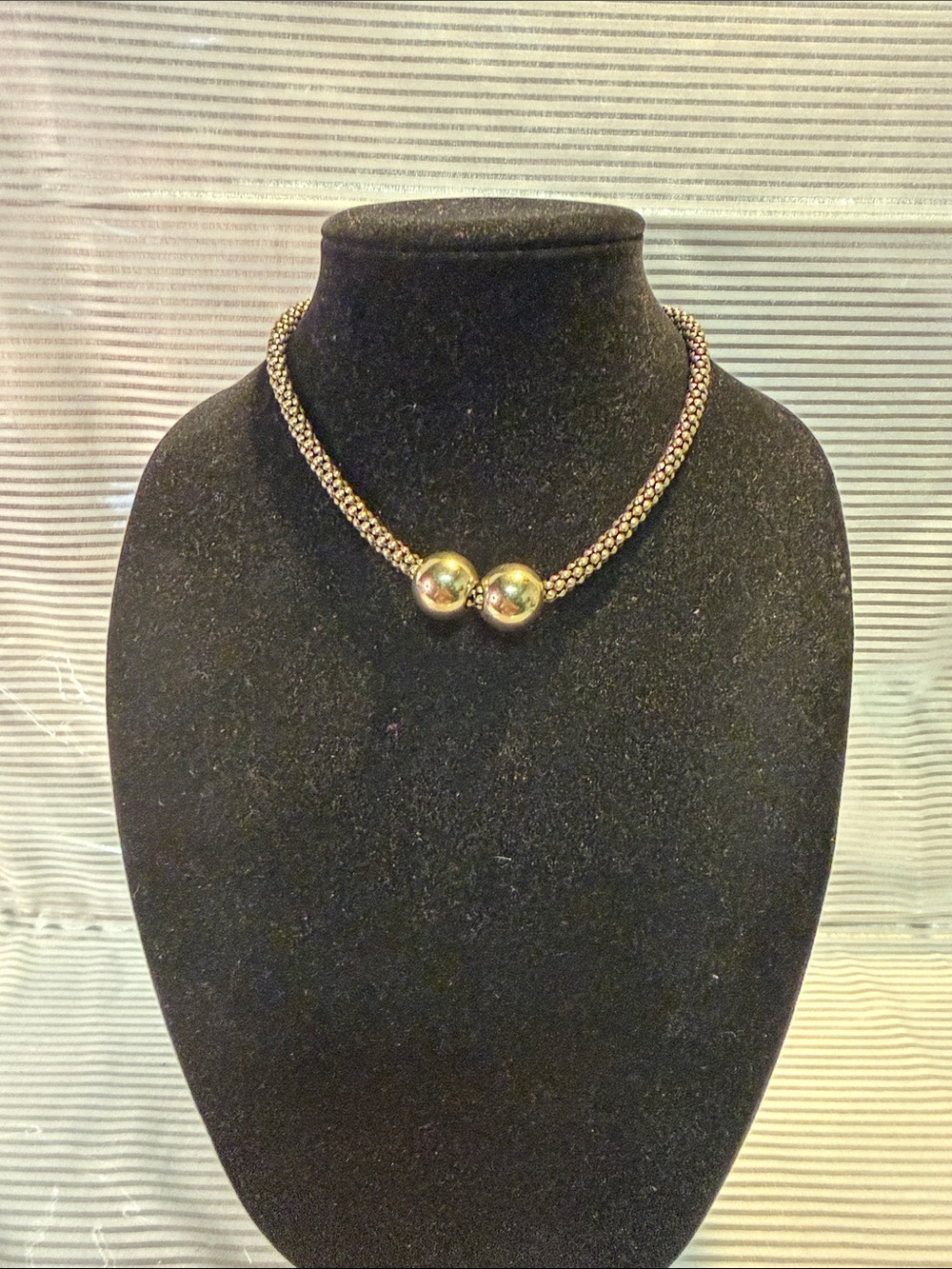 Source Unknown Gold Double Ball Choker Necklace
